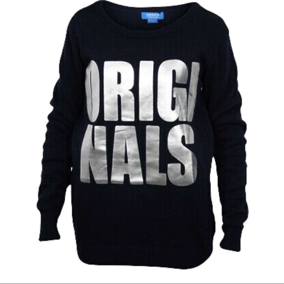 Adidas Originals Navy Sweater w/ Silver “Originals” Print Size Small - Picture 4 of 12